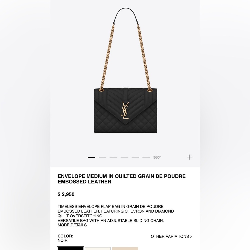 Authentic YSL medium shoulder envelope black
